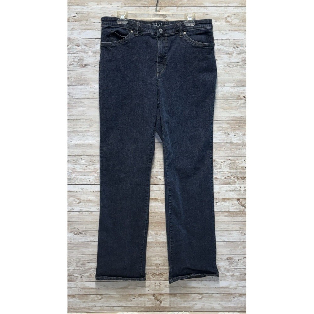 FDJ French Dressing Jeans Womens 16 Olivia Straight Leg Blue Embroidered